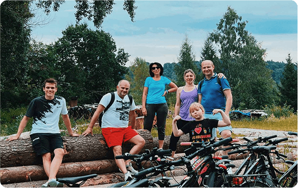 Team biking together